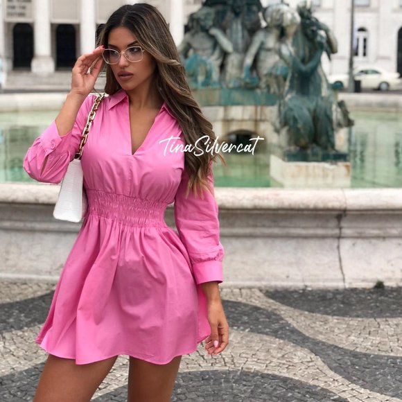 BLOGGER'S FAVE! Zara Barbie Pink Short Dress NWT - Picture 4 of 16